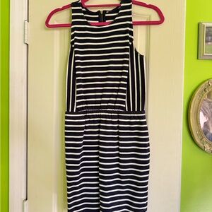 Navy and White Striped Sleeveless Dress